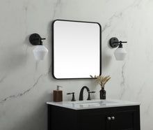 Soft Corner Metal Square Mirror 24X24 Inch In Black