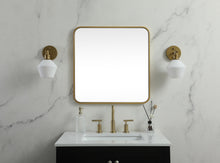 Soft Corner Metal Square Mirror 24X24 Inch In Brass