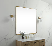 Soft Corner Metal Square Mirror 42X42 Inch In Brass