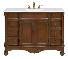 48 Inch Single Bathroom Vanity In Teak Color With Ivory White Engineered Marble