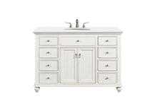 48 Inch Single Bathroom Vanity In Antique White With Ivory White Engineered Marble