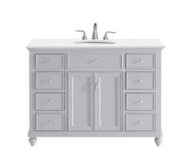 48 Inch Single Bathroom Vanity In Light Grey With Ivory White Engineered Marble