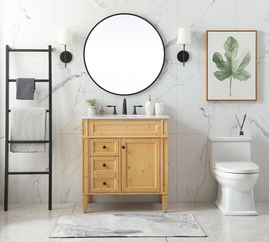 32 Inch Single Bathroom Vanity In Natural Wood | Elegant Park Avenue ...