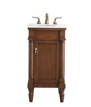 18 Inch Single Bathroom Vanity In Walnut With Ivory White Engineered Marble