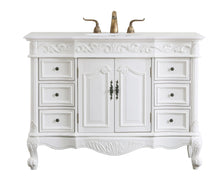 48 Inch Single Bathroom Vanity In Antique White With Ivory White Engineered Marble