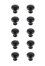 Cadon 1.2" Diameter Matte Black Mushroom Knob Multipack (Set Of 10)