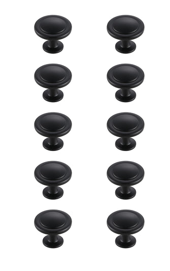 Logyn 1.3" Diameter Matte Black Mushroom Knob Multipack (Set Of 10)