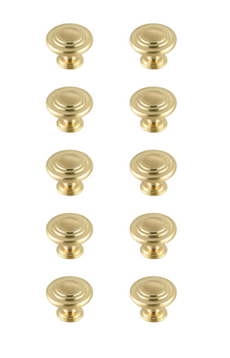 Minu 1.3" Diameter Brushed Gold Mushroom Knob Multipack (Set Of 10)