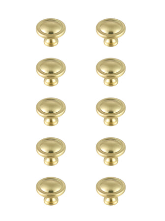 Garlande 1.2" Diameter Brushed Gold Mushroom Knob Multipack (Set Of 10)