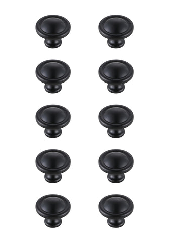 Garlande 1.2" Diameter Matte Black Mushroom Knob Multipack (Set Of 10)