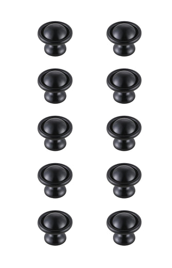 Kadea 1.2" Diameter Matte Black Mushroom Knob Multipack (Set Of 10)