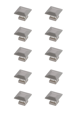 Cecil 1.3" Brushed Nickel Square Knob Multipack (Set Of 10)