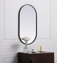 Metal Frame Oval Mirror 20X36 Inch In Black