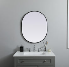 Metal Frame Oval Mirror 24X30 Inch In Black