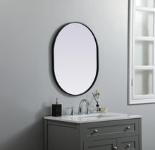 Metal Frame Oval Mirror 24X30 Inch In Black