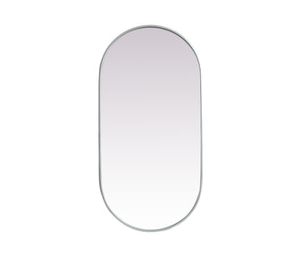 Metal Frame Oval Mirror 24X48 Inch In Silver