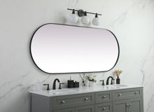 Metal Frame Oval Mirror 30X72 Inch In Black