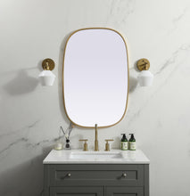 Metal Frame Oval Mirror 24X36 Inch In Brass