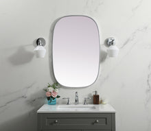 Metal Frame Oval Mirror 24X36 Inch In Silver