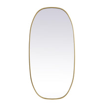 Metal Frame Oval Mirror 24X48 Inch In Brass