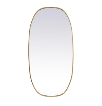 Metal Frame Oval Mirror 24X48 Inch In Brass