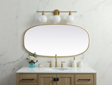 Metal Frame Oval Mirror 24X48 Inch In Brass