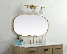 Metal Frame Oval Mirror 24X48 Inch In Brass