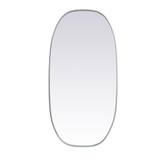 Metal Frame Oval Mirror 24X48 Inch In Silver