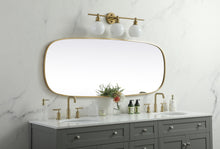 Metal Frame Oval Mirror 24X60 Inch In Brass