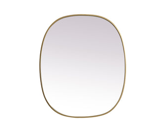 Metal Frame Oval Mirror 30X36 Inch In Brass