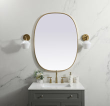 Metal Frame Oval Mirror 30X40 Inch In Brass