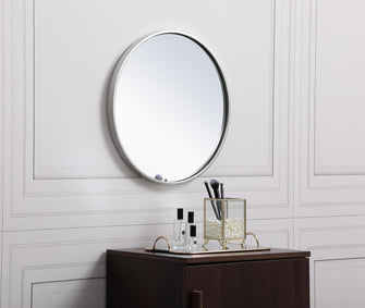 Metal Frame Round Mirror 18 Inch In Silver