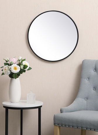 Metal Frame Round Mirror 21 Inch In Black