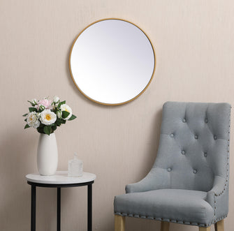 Metal Frame Round Mirror 21 Inch In Brass