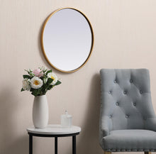 Metal Frame Round Mirror 21 Inch In Brass