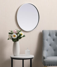 Metal Frame Round Mirror 21 Inch In Silver