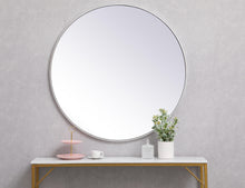 Metal Frame Round Mirror 39 Inch In Silver