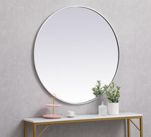 Metal Frame Round Mirror 39 Inch In Silver