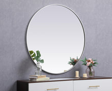 Metal Frame Round Mirror 45 Inch In Silver