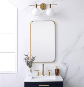 Soft Corner Metal Rectangular Mirror 18X30 Inch In Brass