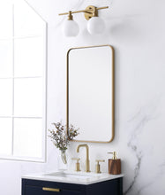 Soft Corner Metal Rectangular Mirror 18X30 Inch In Brass