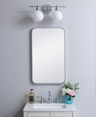 Soft Corner Metal Rectangular Mirror 18X30 Inch In Silver