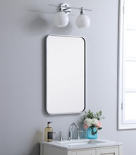 Soft Corner Metal Rectangular Mirror 18X30 Inch In Silver