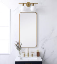 Soft Corner Metal Rectangular Mirror 18X36 Inch In Brass