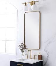 Soft Corner Metal Rectangular Mirror 18X36 Inch In Brass