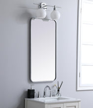 Soft Corner Metal Rectangular Mirror 18X36 Inch In Silver