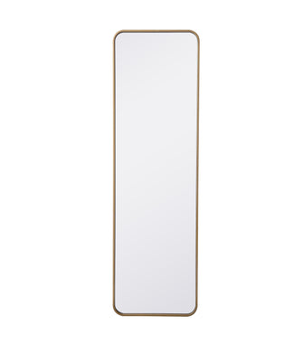 Soft Corner Metal Rectangular Mirror 18X60 Inch In Brass