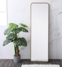 Soft Corner Metal Rectangular Mirror 18X60 Inch In Brass