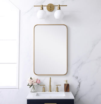 Soft Corner Metal Rectangular Mirror 20X30 Inch In Brass