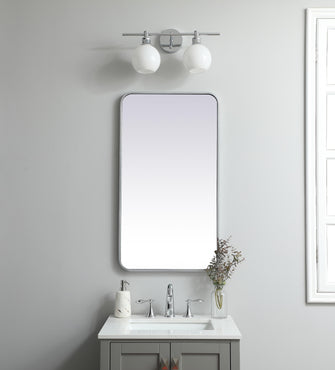 Soft Corner Metal Rectangular Mirror 20X36 Inch In Silver